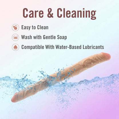Dr. Skin Plus - 14” Posable Double Dong - Beige | 819835029946 | Available at EroticWarehouse.com