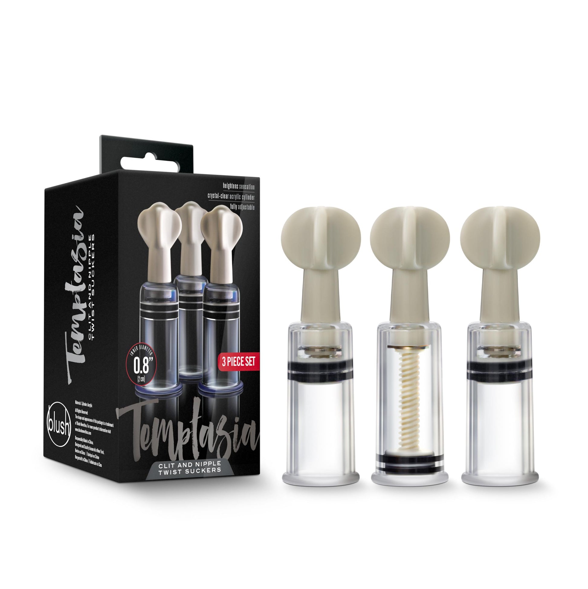 Temptasia - Clit and Nipple Twist Suckers - Set of 3 - Clear | 819835024170 | Available at EroticWarehouse.com