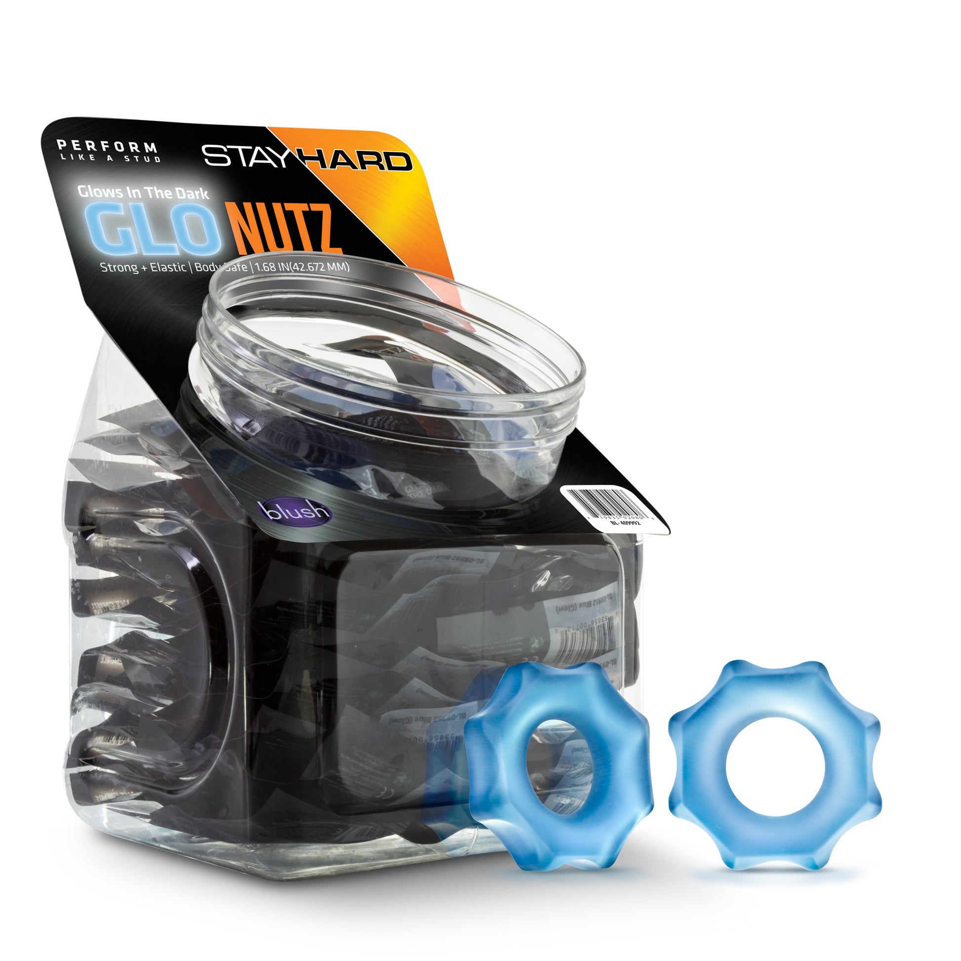 Stay Hard - Glo Nutz - 40 Piece Fishbowl - Blue | 853858007413 | Available at EroticWarehouse.com