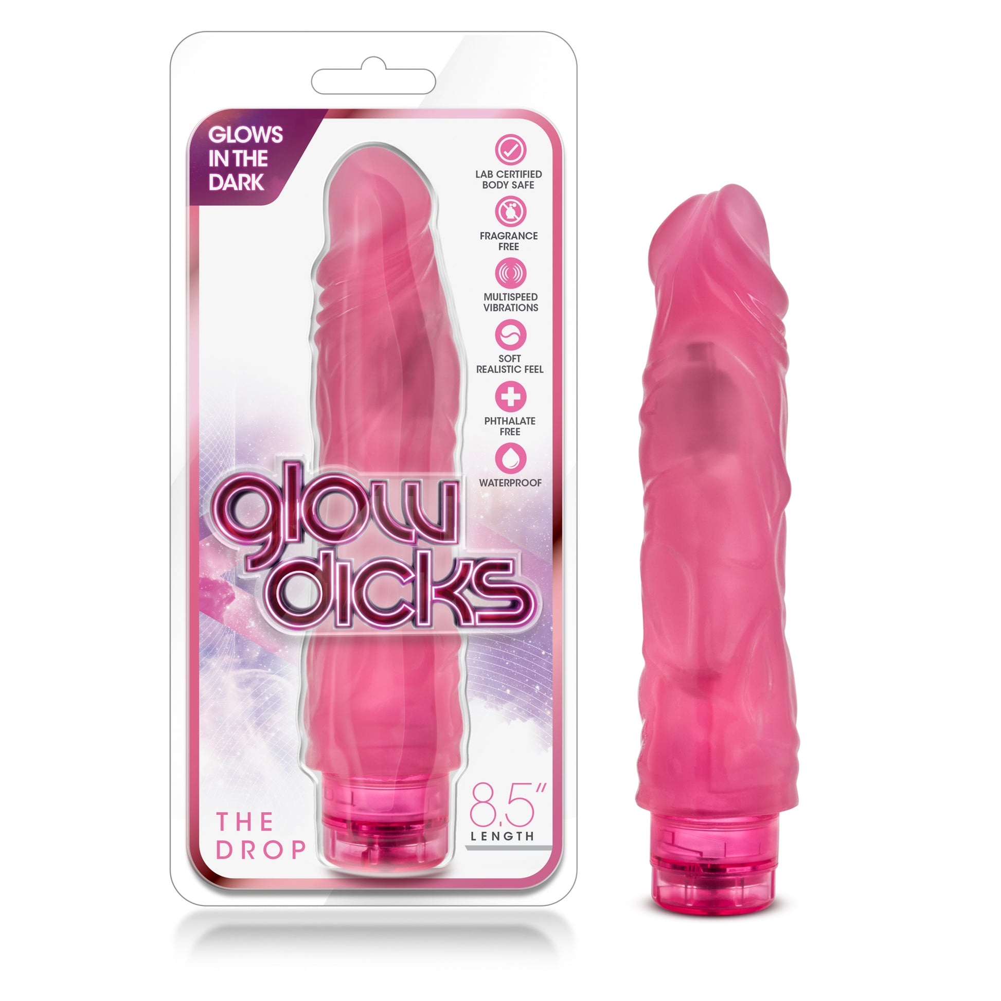 Glow Dicks - the Drop - Pink | 702730682807 | Available at EroticWarehouse.com