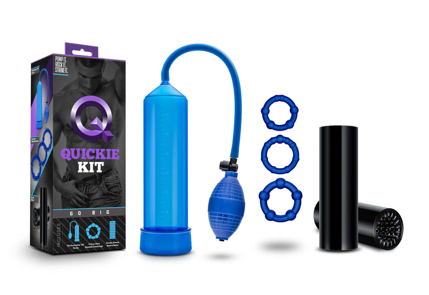 Quickie Kit - Go Big - Blue | 853858007642 | Available at EroticWarehouse.com