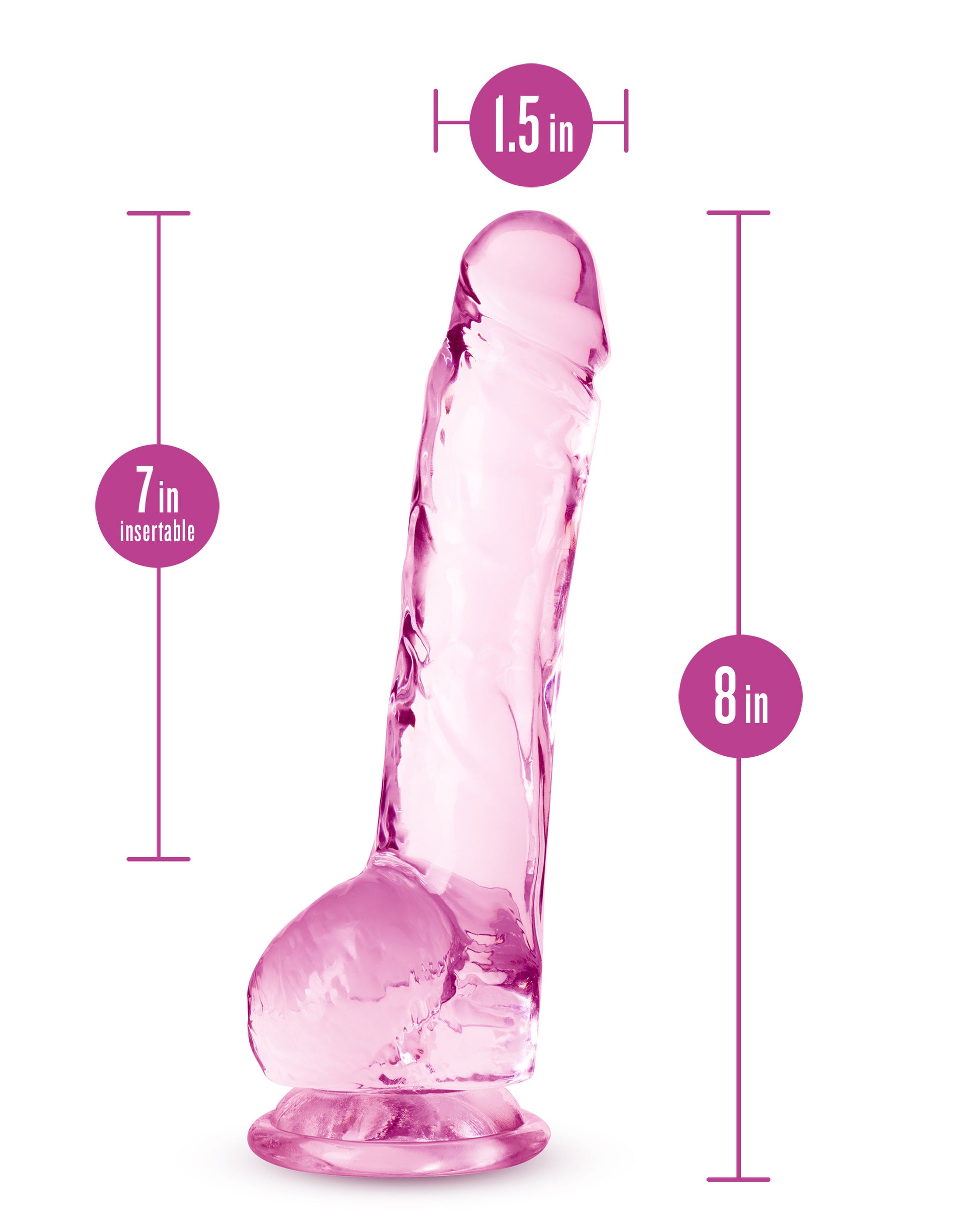 Naturally Yours - 8 Inch Crystalline Dildo - Rose | 819835026822 | Available at EroticWarehouse.com