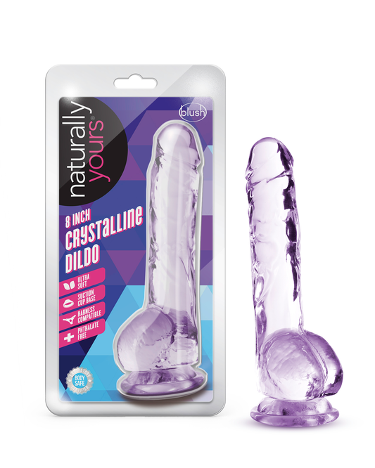 Naturally Yours - 8 Inch Crystalline Dildo - Amethyst | 819835026839 | Available at EroticWarehouse.com
