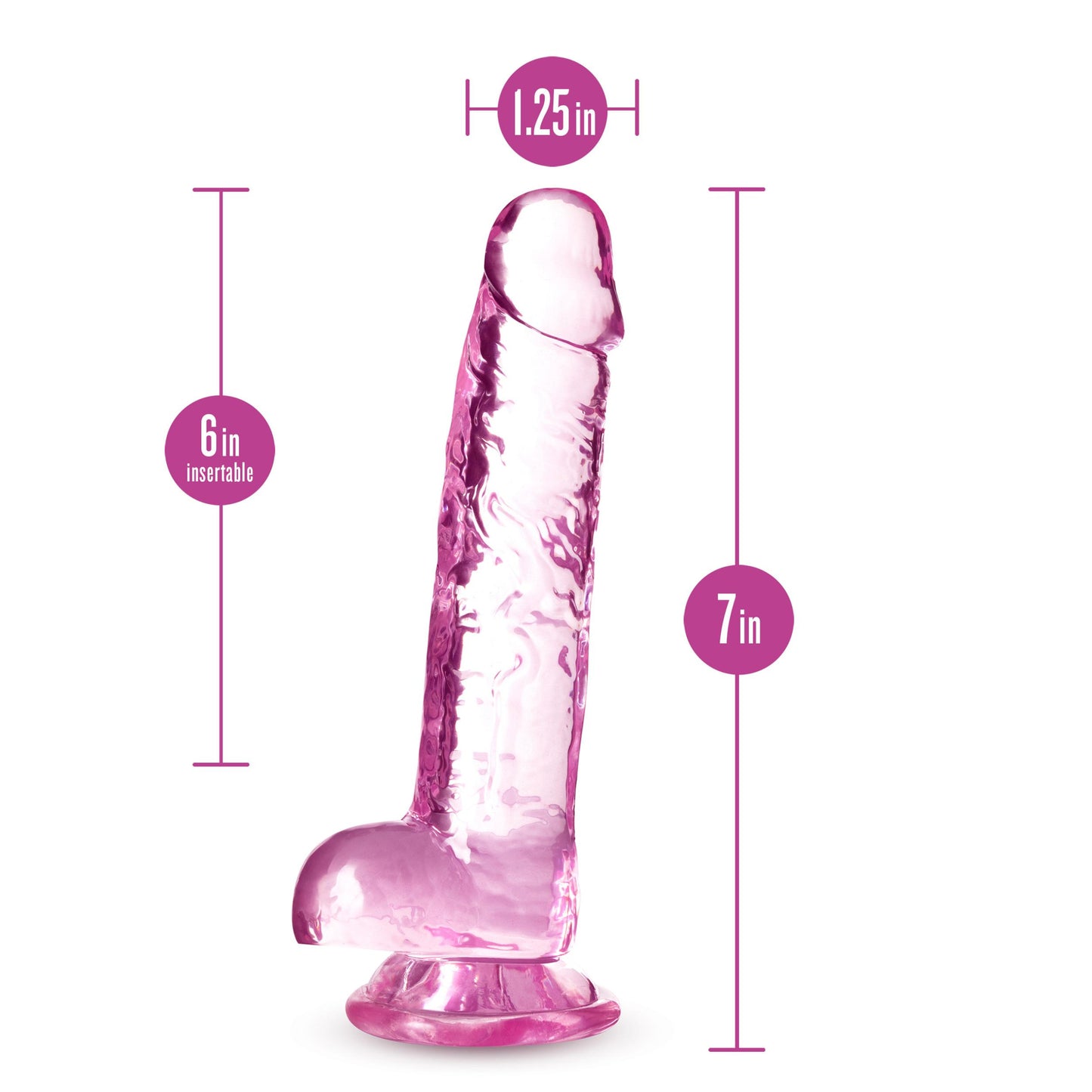 Naturally Yours - 7 Inch Crystalline Dildo - Rose | 819835026853 | Available at EroticWarehouse.com