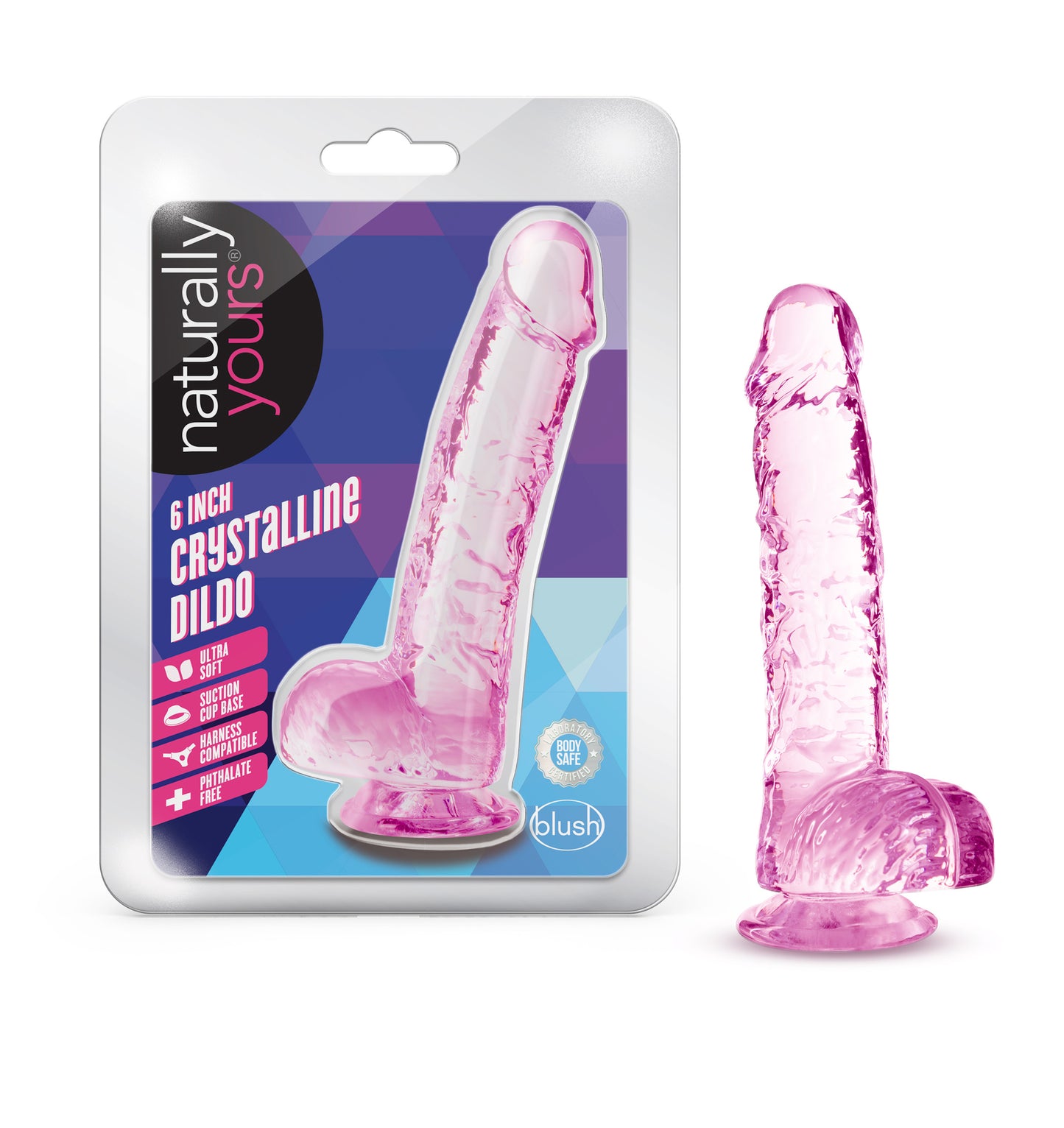 Naturally Yours - 6 Inch Crystalline Dildo - Rose | 819835026891 | Available at EroticWarehouse.com