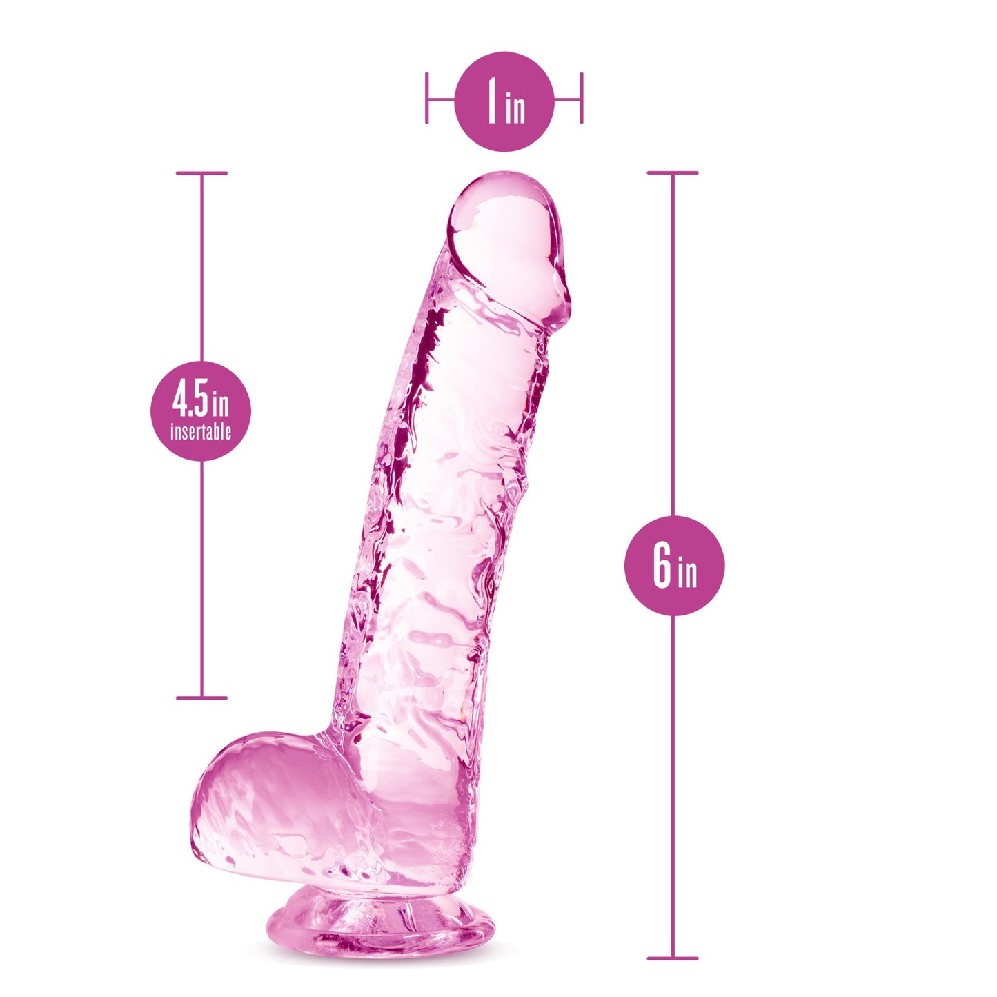 Naturally Yours - 6 Inch Crystalline Dildo - Rose | 819835026891 | Available at EroticWarehouse.com