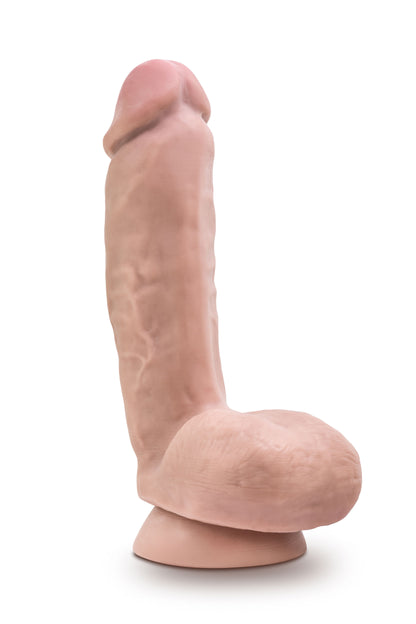 Dr. Skin Plus - 8 Inch Thick Poseable Dildo With Squeezable Balls - Vanilla | 819835028468 | Available at EroticWarehouse.com