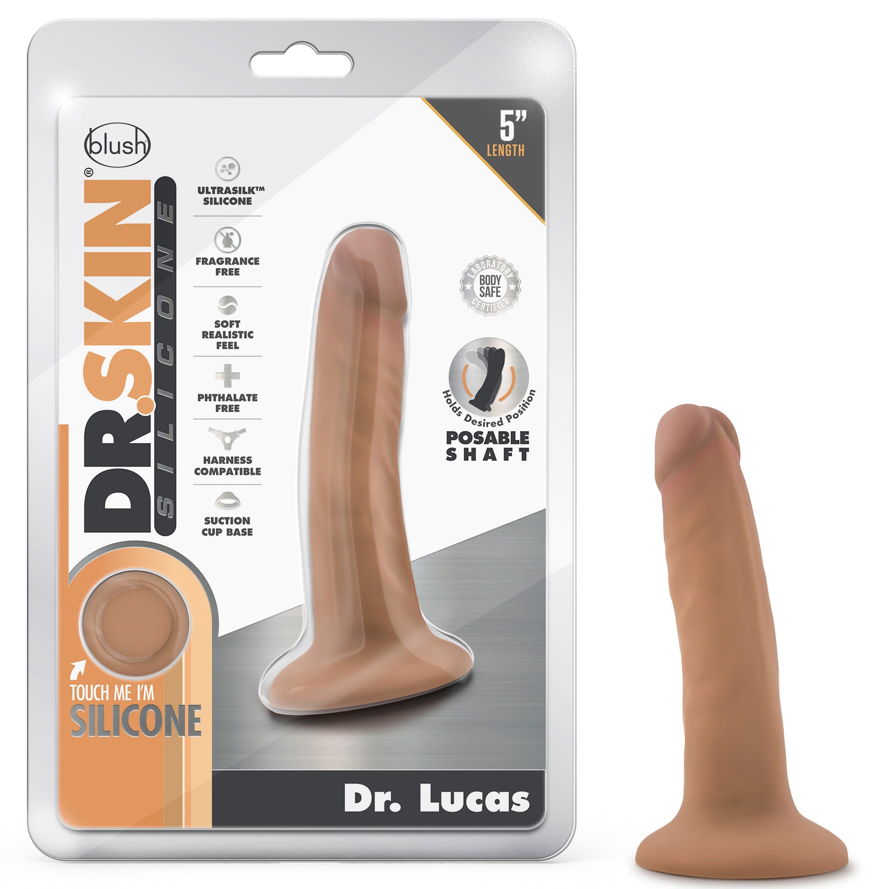 Dr. Skin Silicone - Dr. Lucas - 5 Inch Dong With Suction Cup - Mocha | 819835026679 | Available at EroticWarehouse.com