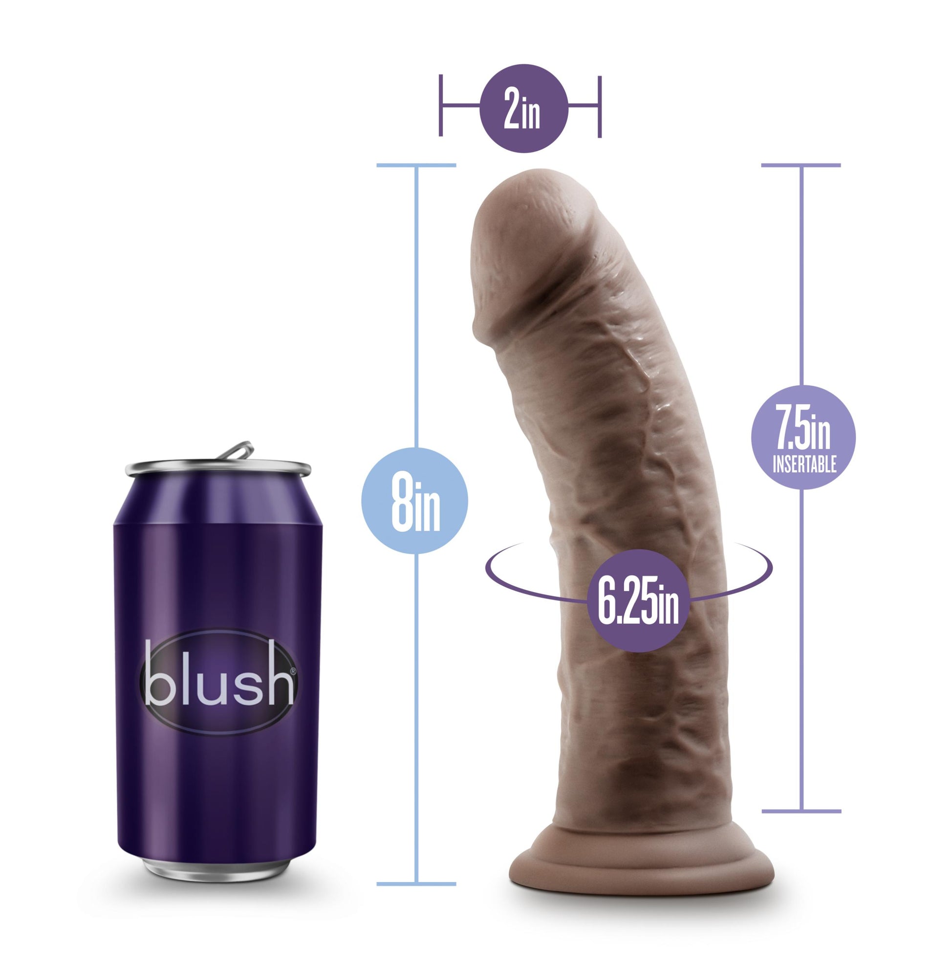 Au Naturel - 8 Inch Dildo With Suction Cup - Chocolate | 819835022909 | Available at EroticWarehouse.com
