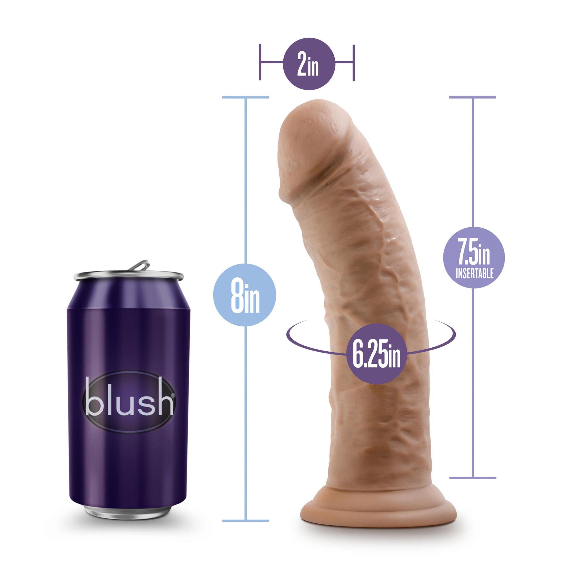 Au Naturel - 8 Inch Dildo With Suction Cup - Mocha | 819835022916 | Available at EroticWarehouse.com