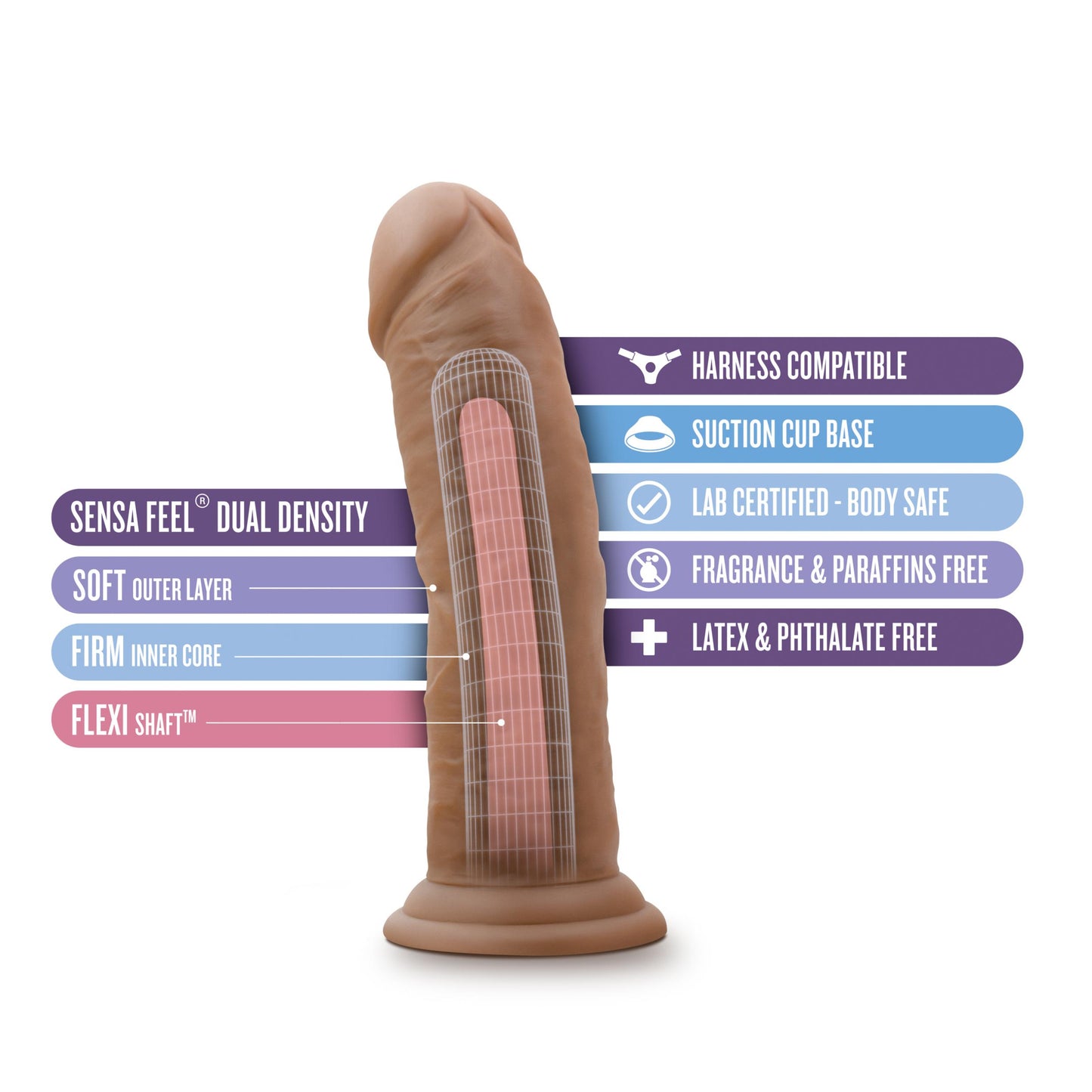 Au Naturel - 8 Inch Dildo With Suction Cup - Mocha | 819835022916 | Available at EroticWarehouse.com