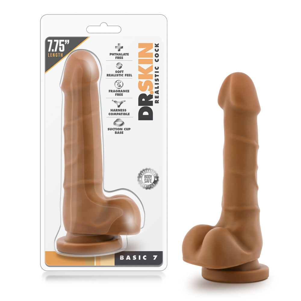 Dr. Skin - Realistic Cock - Basic 7 - Mocha | 819835022183 | Available at EroticWarehouse.com