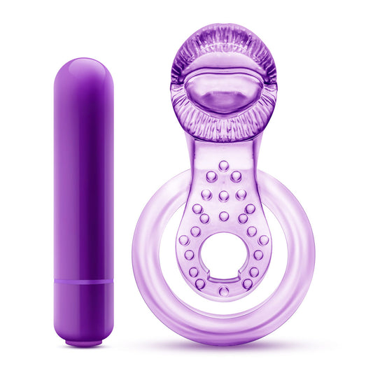 Play With Me - Lick It - Vibrating Double Strap Cockring - Purple | 853858007598 | Available at EroticWarehouse.com