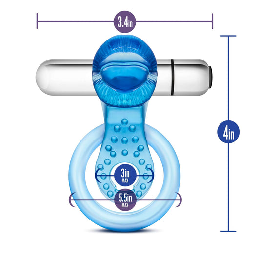 Stay Hard 10 Function Vibrating Tongue Ring - Blue | 853858007291 | Available at EroticWarehouse.com