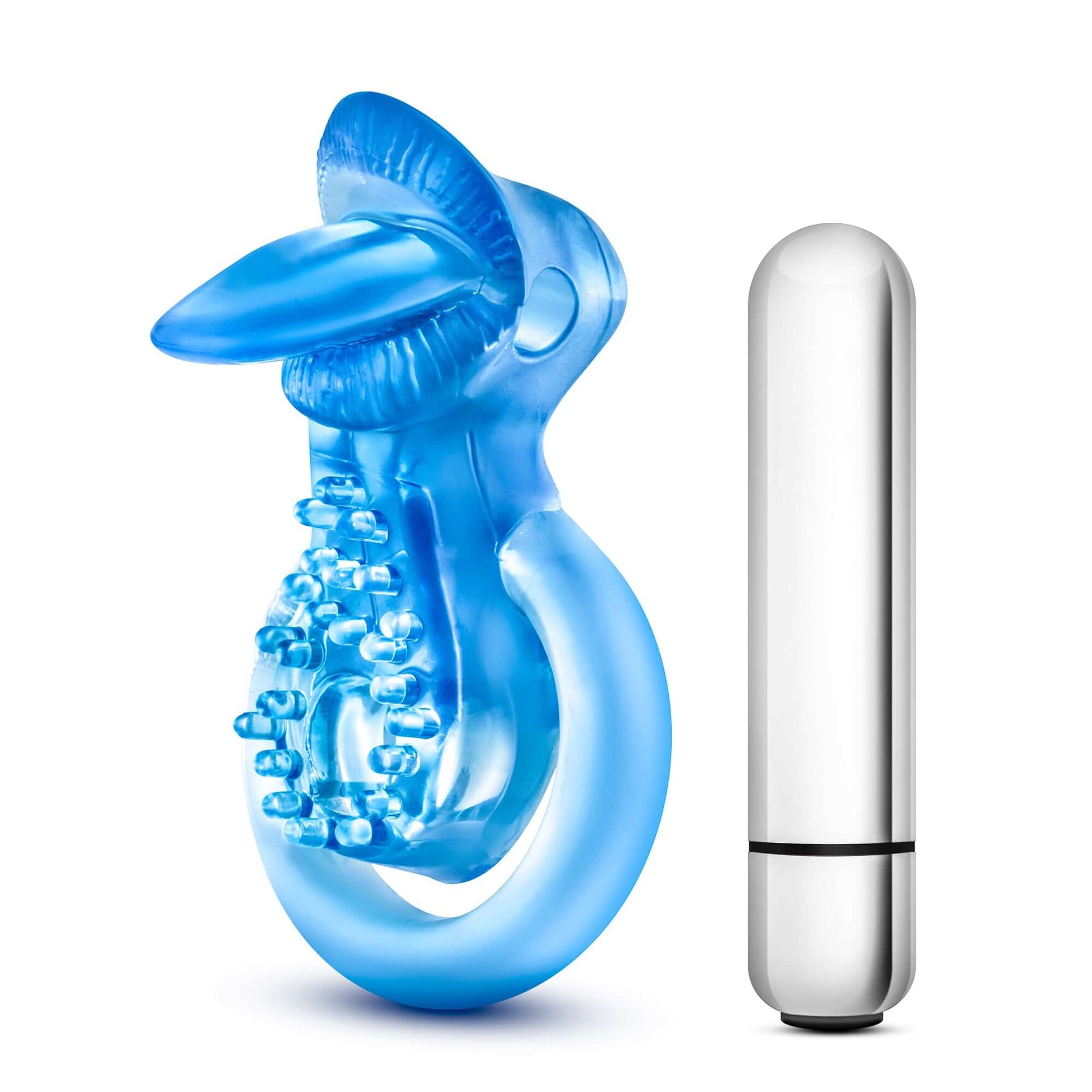 Stay Hard 10 Function Vibrating Tongue Ring - Blue | 853858007291 | Available at EroticWarehouse.com