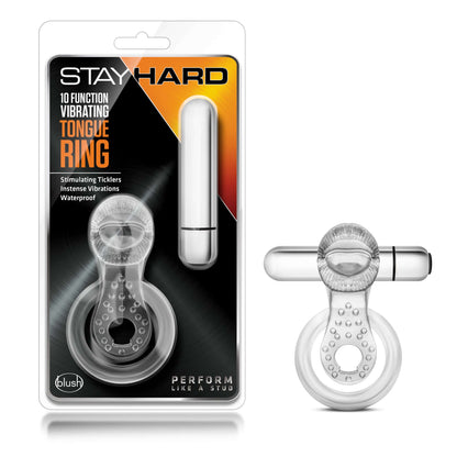 Stay Hard - 10 Function Vibrating Tongue Ring - Clear | 853858007307 | Available at EroticWarehouse.com