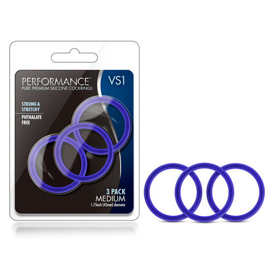 Performance - Vs1 Pure Premium Silicone Cockrings - Medium - Indigo | 853858007970 | Available at EroticWarehouse.com