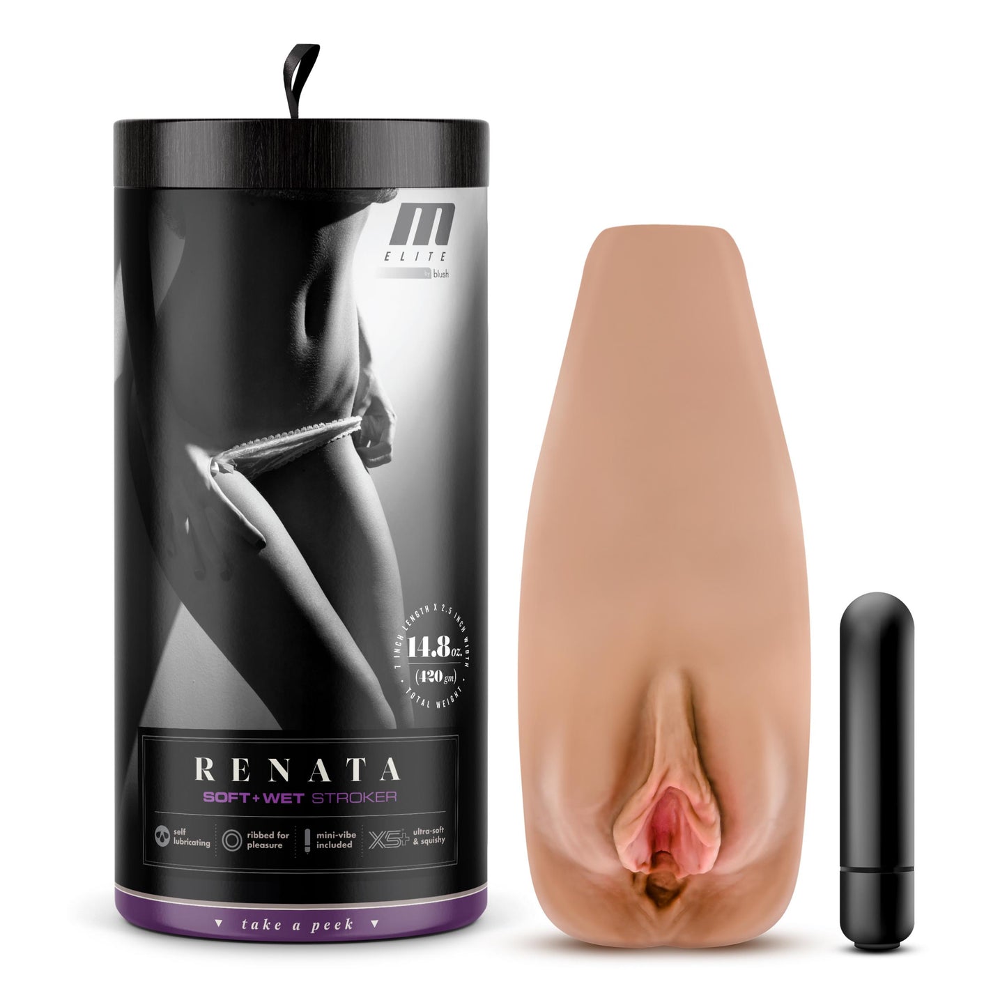 M Elite - Soft and Wet - Renata Pussy Stroker - Tan | 819835027522 | Available at EroticWarehouse.com
