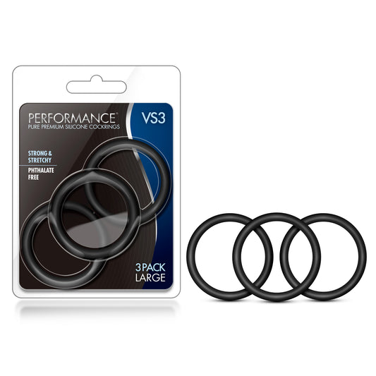 Performance - Vs3 Pure Premium Silicone Cockrings - Large - Black | 853858007581 | Available at EroticWarehouse.com