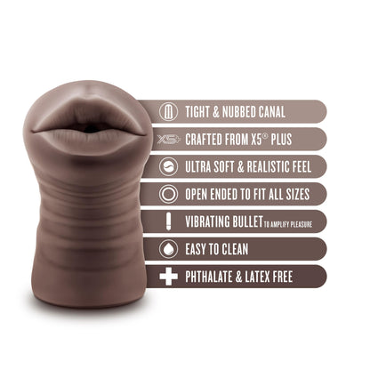 Enlust - Krystal AI Vibrating Mouth Style Stroker - Brown | 810138370070 | Available at EroticWarehouse.com