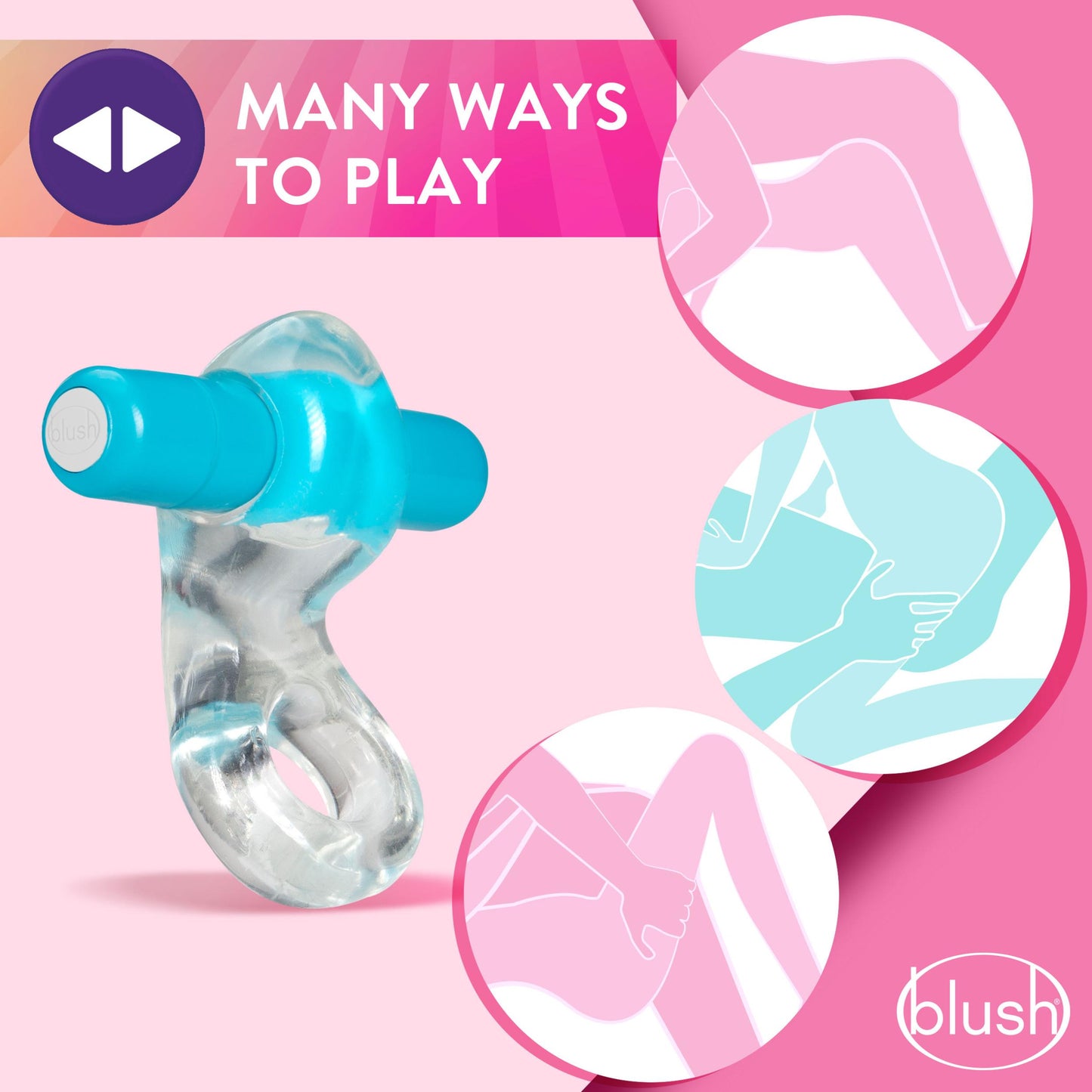 Play With Me – Delight Vibrating C-Ring - Blue | 850002870435 | Available at EroticWarehouse.com
