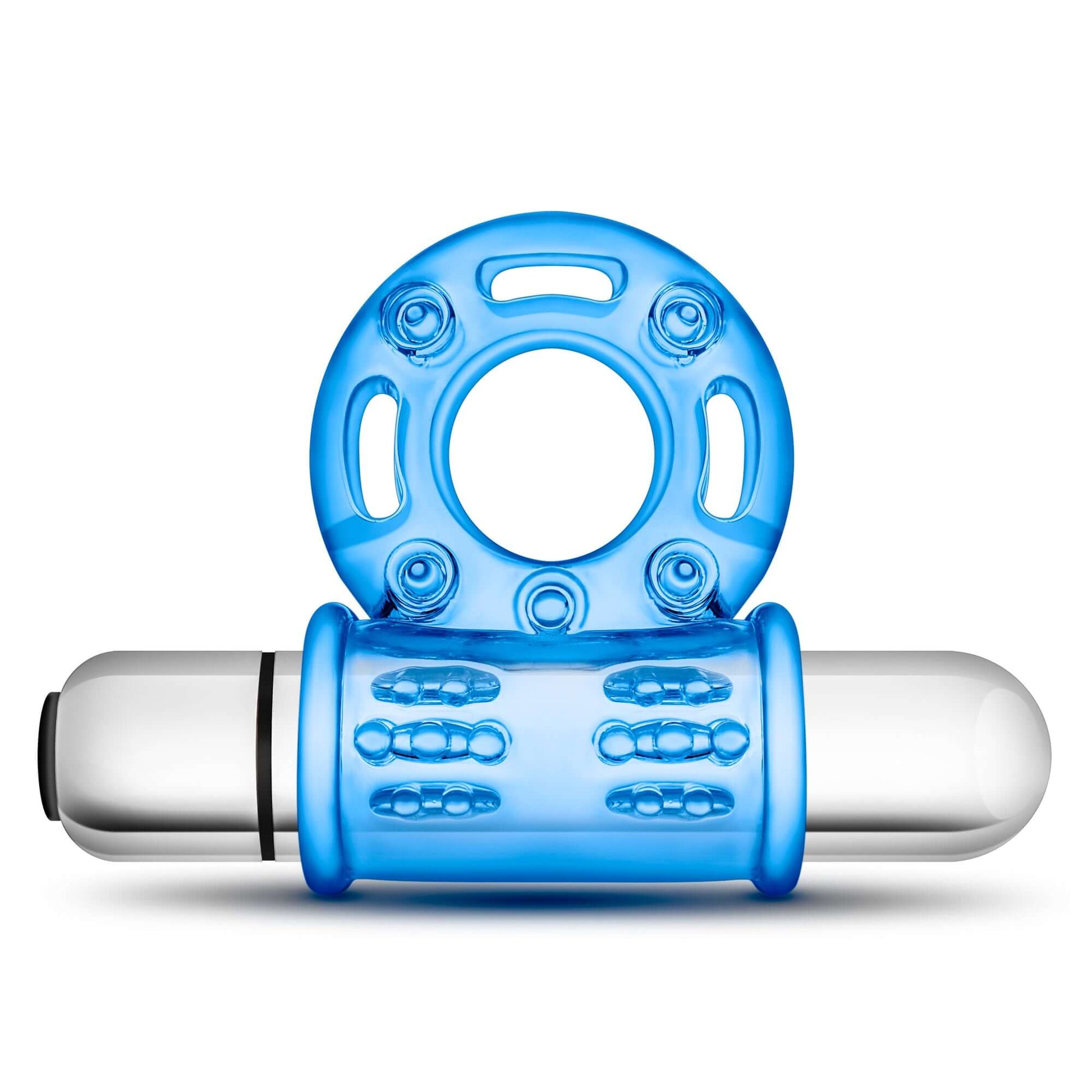 Stay Hard 10 Function Vibrating Bull Ring - Blue | 853858007338 | Available at EroticWarehouse.com