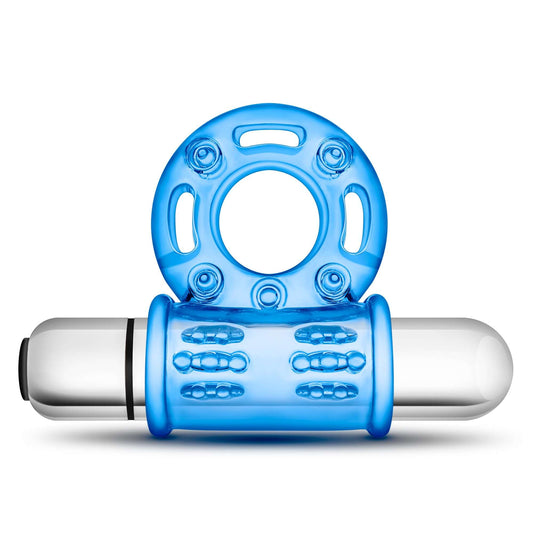 Stay Hard 10 Function Vibrating Bull Ring - Blue | 853858007338 | Available at EroticWarehouse.com