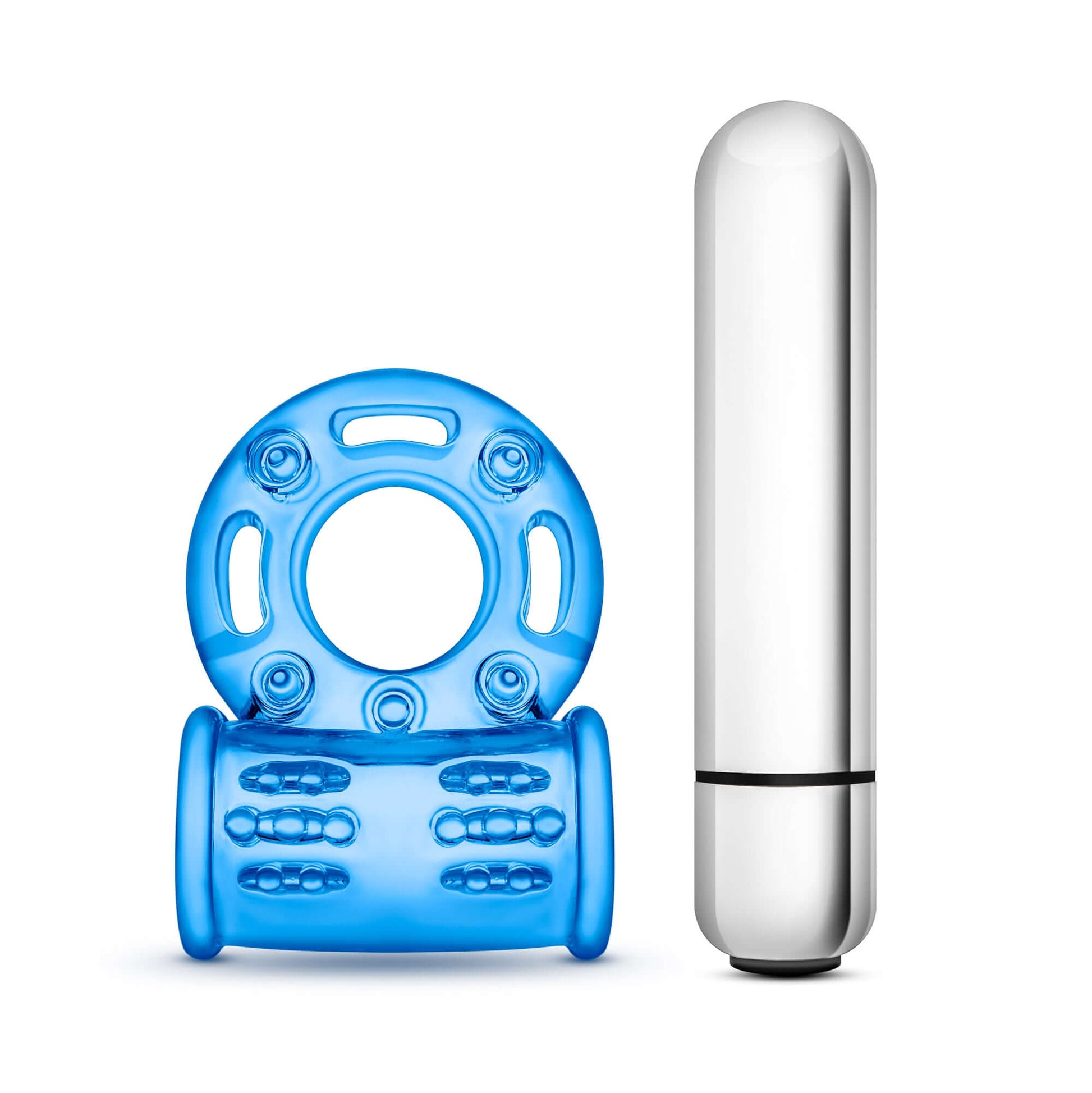 Stay Hard 10 Function Vibrating Bull Ring - Blue | 853858007338 | Available at EroticWarehouse.com