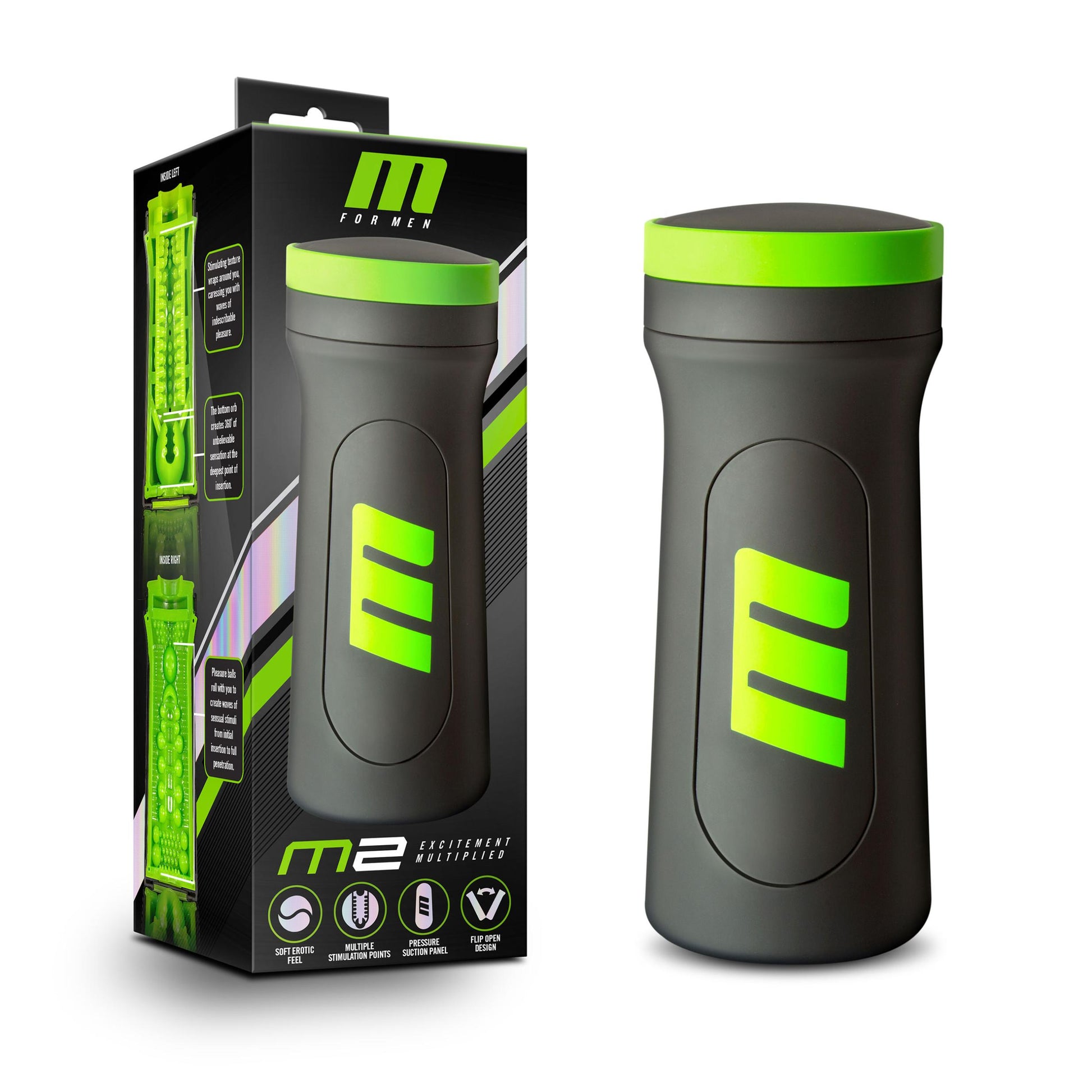 M for Men - M2 - Male Masturbator Cup - Black | 819835023401 | Available at EroticWarehouse.com