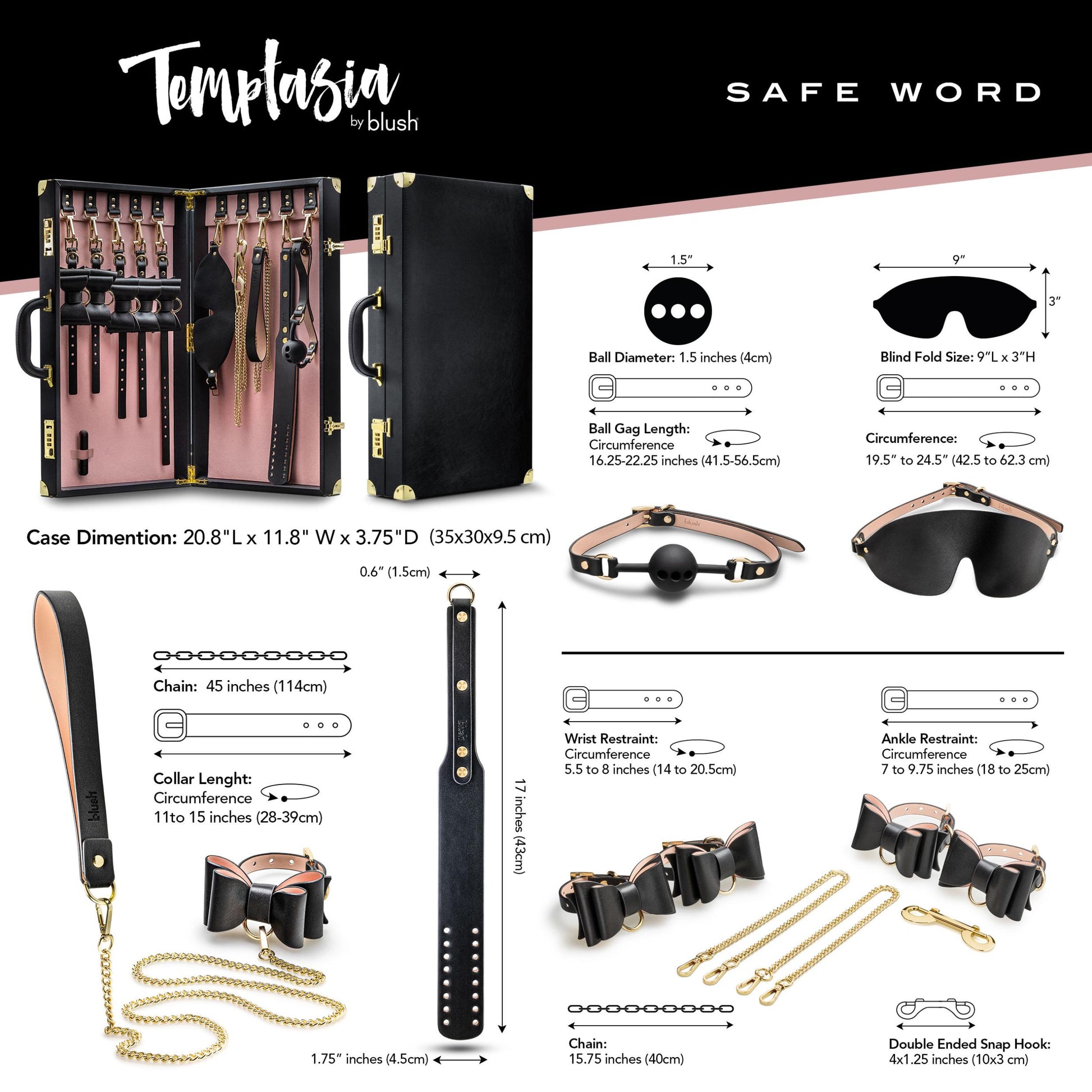 Temptasia - Safe Word - Bondage Kit With Suitcase - Black | 819835028970 | Available at EroticWarehouse.com