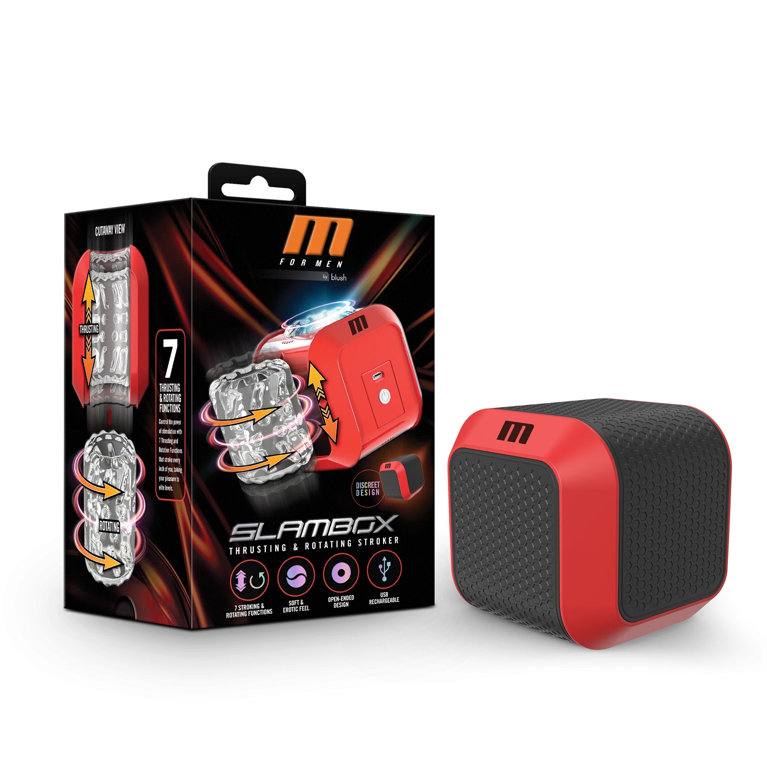 M for Men - Slambox Stroker - Red | 810138370285 | Available at EroticWarehouse.com