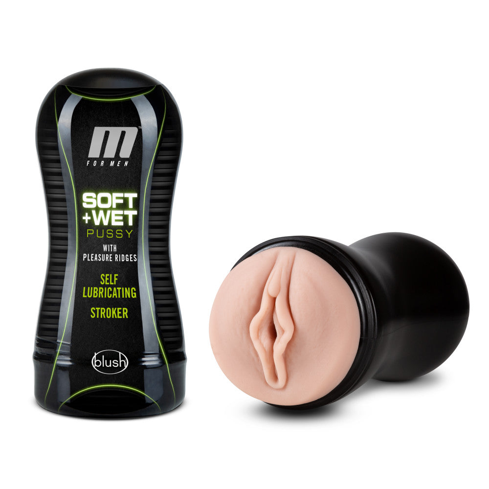 M for Men - Soft and Wet - Pussy With Pleasure Ridges - Self Lubricating Stroker Cup - Vanilla | 819835025498 | Available at EroticWarehouse.com