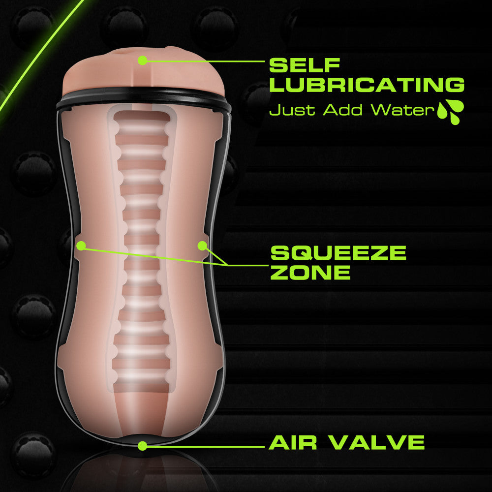 M for Men - Soft and Wet - Pussy With Pleasure Ridges - Self Lubricating Stroker Cup - Vanilla | 819835025498 | Available at EroticWarehouse.com