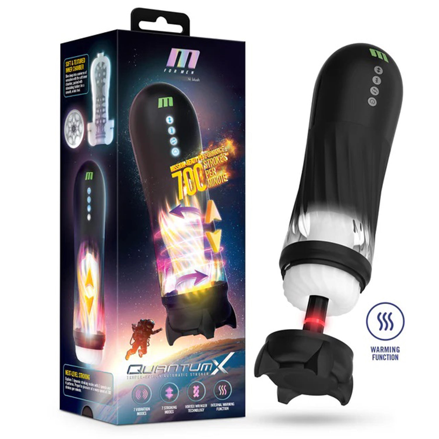 Quantumx Triple Action Automatic Stroker - Black | 810138371077 | Available at EroticWarehouse.com