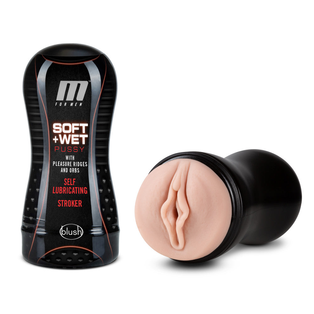M for Men - Soft and Wet - Pussy With Pleasure Ridges and Orbs - Self Lubricating Stroker Cup - Vanilla | 819835025528 | Available at EroticWarehouse.com