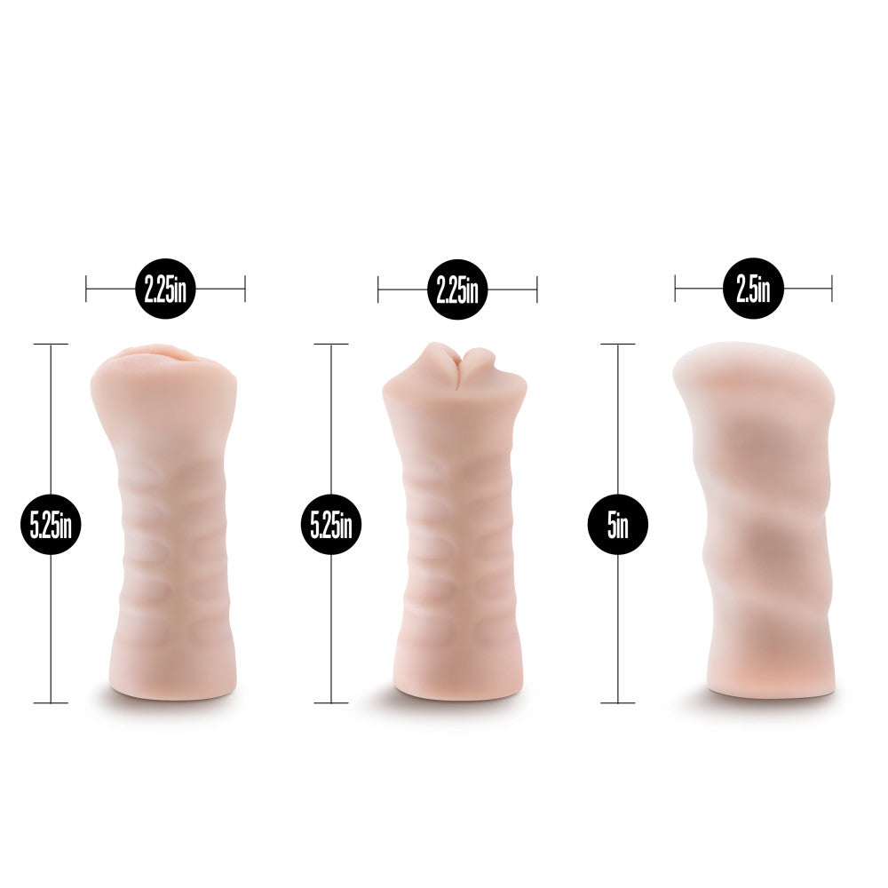 M for Men - 3-Pack Self-Lubricating Vibrating Pussy Ass & Mouth Stroker Sleeve Kit - Vanilla | 819835025429 | Available at EroticWarehouse.com