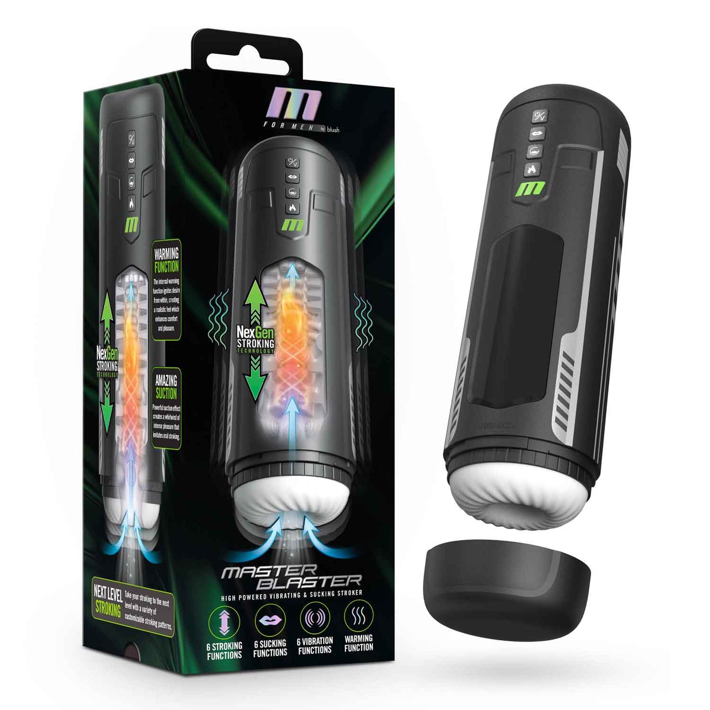 M for Men - Master Blaster - Black | 810138370445 | Available at EroticWarehouse.com