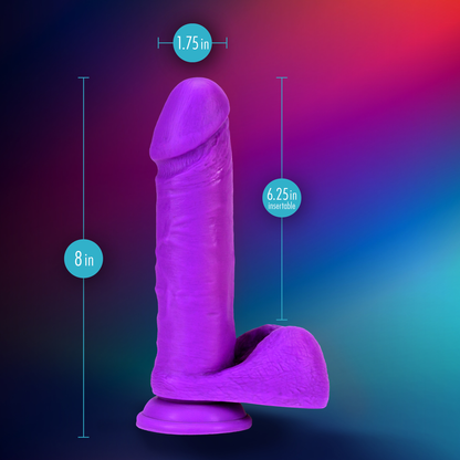 Neo Elite - 8 Inch Silicone Dual Density Cock With Balls - Neon Purple | 819835024712 | Available at EroticWarehouse.com