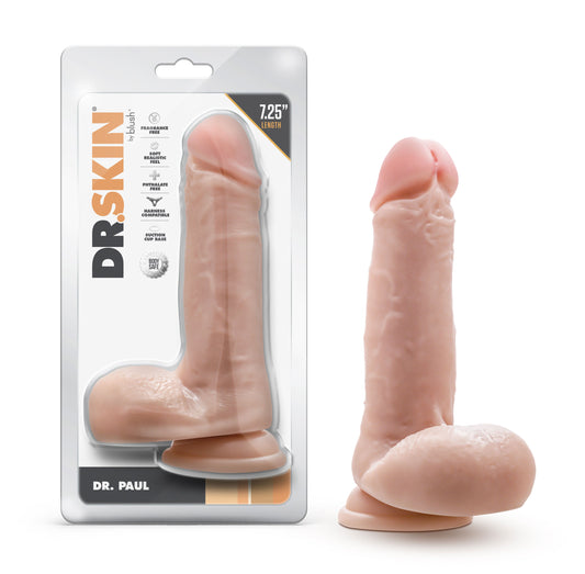 Dr. Skin - Dr. Paul - 7.25 Inch Dildo With Balls - Beige | 819835029311 | Available at EroticWarehouse.com