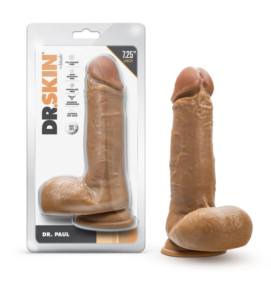Dr. Skin - Dr. Paul - 7.25 Inch Dildo With Balls - Tan | 819835029328 | Available at EroticWarehouse.com