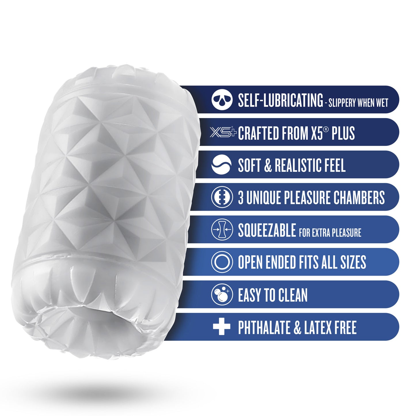 Rize - Reakt - Self-Lubricating Stroker - White | 819835029861 | Available at EroticWarehouse.com