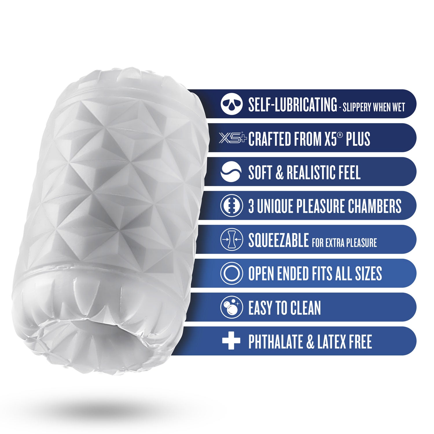 Rize - Reakt - Self-Lubricating Stroker - White | 819835029861 | Available at EroticWarehouse.com