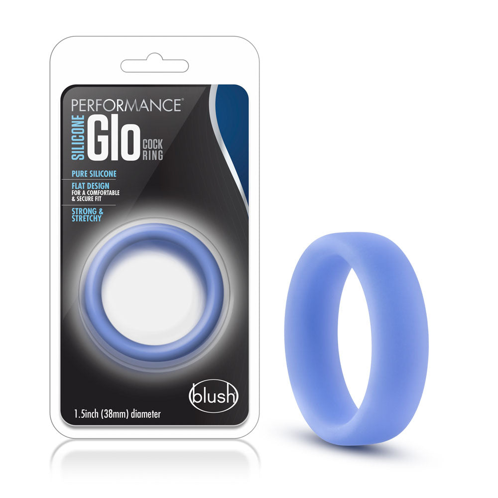 Performance - Silicone Glo Cock Ring - Blue Glow | 853858007772 | Available at EroticWarehouse.com