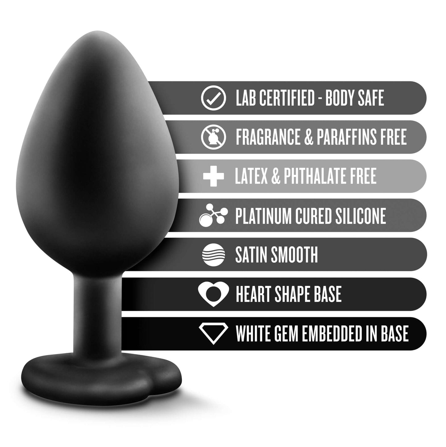 Temptasia - Bling Plug - Medium - Black | 819835020752 | Available at EroticWarehouse.com