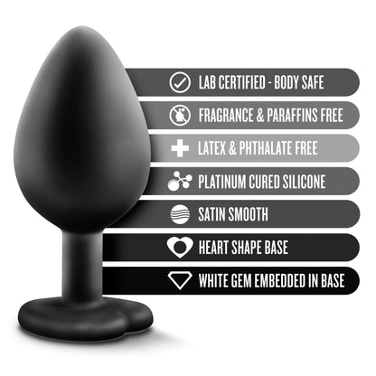 Temptasia - Bling Plug - Medium - Black | 819835020752 | Available at EroticWarehouse.com