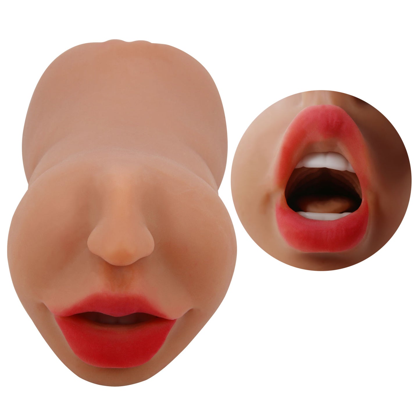 Zoey Mouth And Pussy Double Entrance Masturbator Sleeve - Brown | 6959532360165 | Available at EroticWarehouse.com