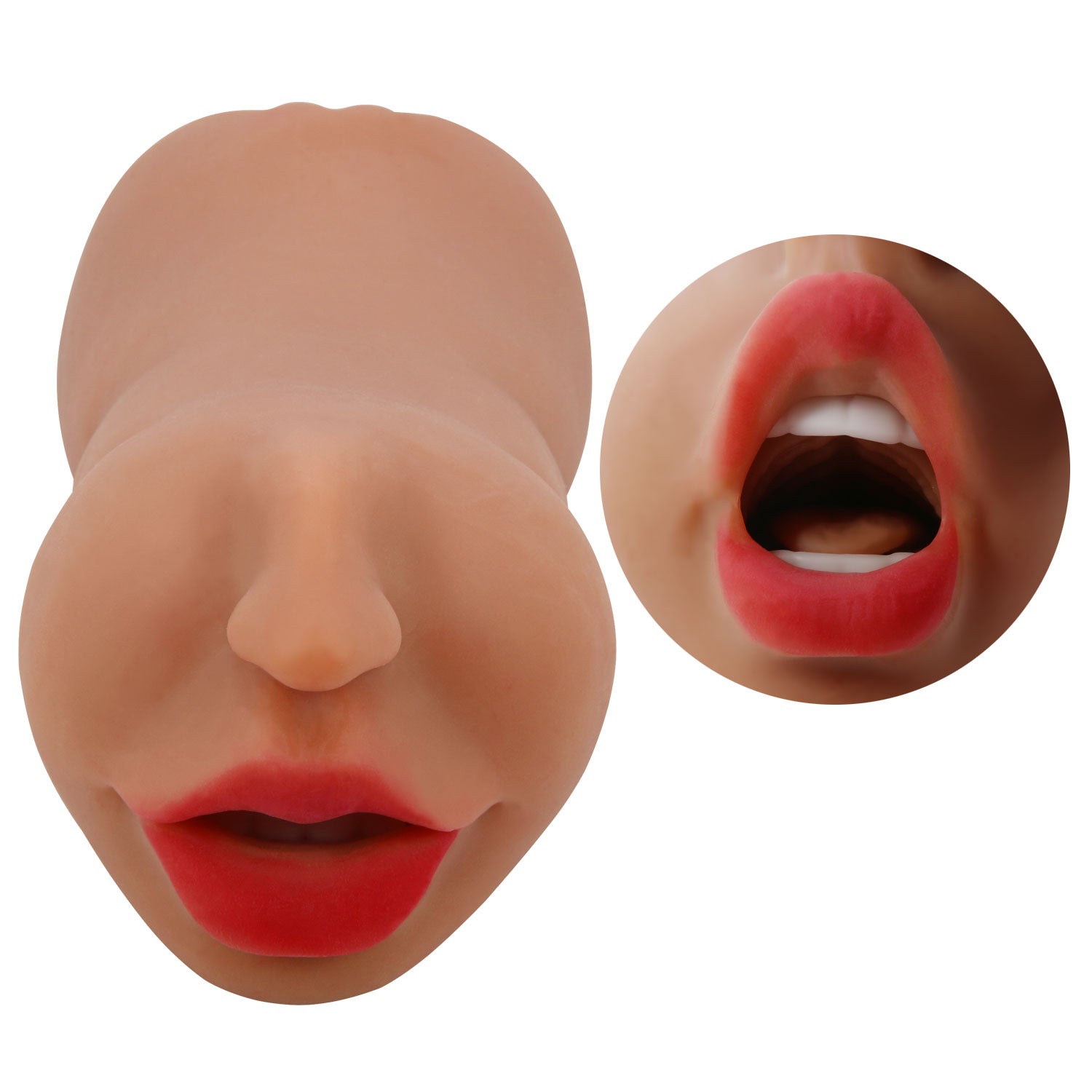 Zoey Mouth And Pussy Double Entrance Masturbator Sleeve - Brown | 6959532360165 | Available at EroticWarehouse.com