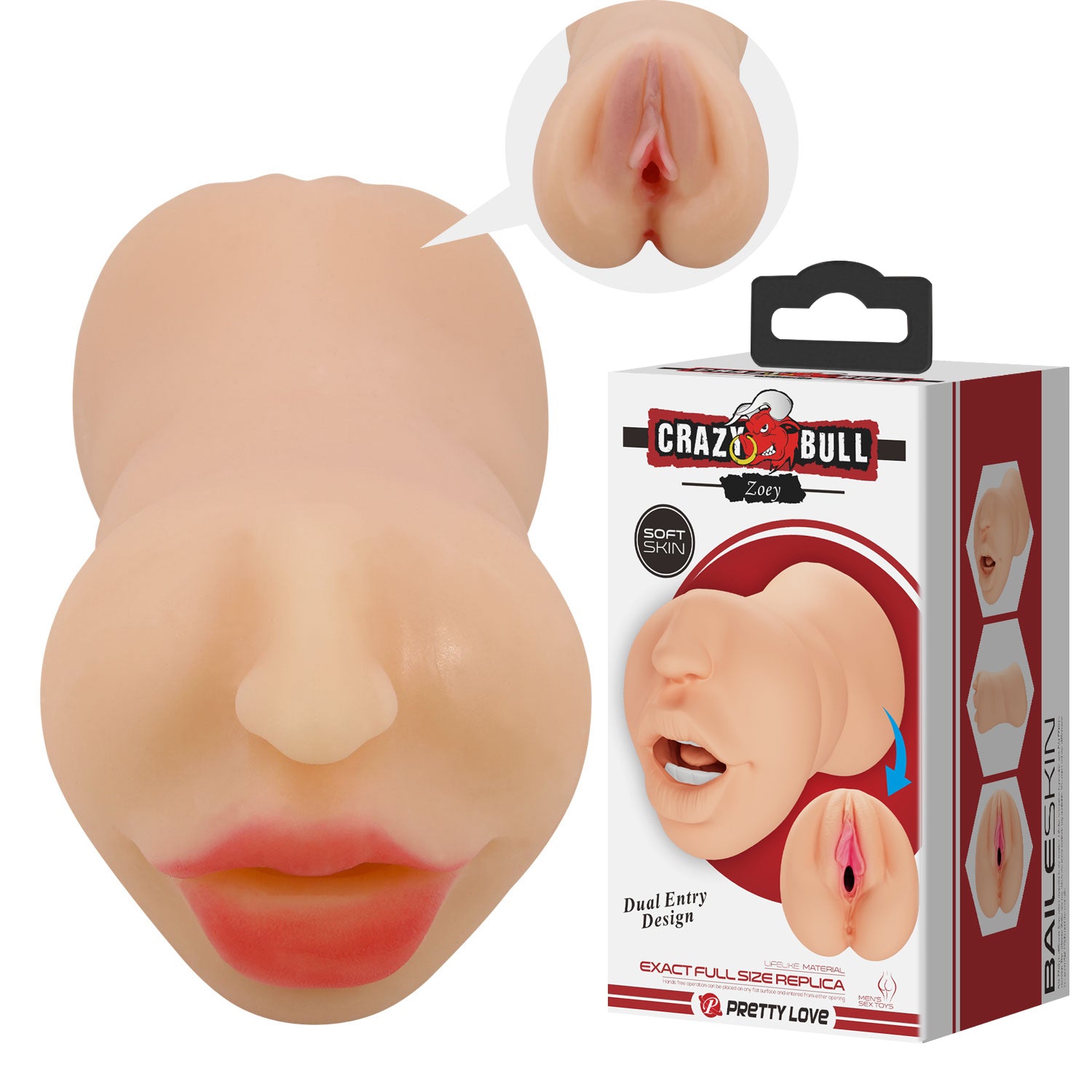 Zoey Mouth And Pussy Style Masturbator Sleeve - Light | 6959532329216 | Available at EroticWarehouse.com