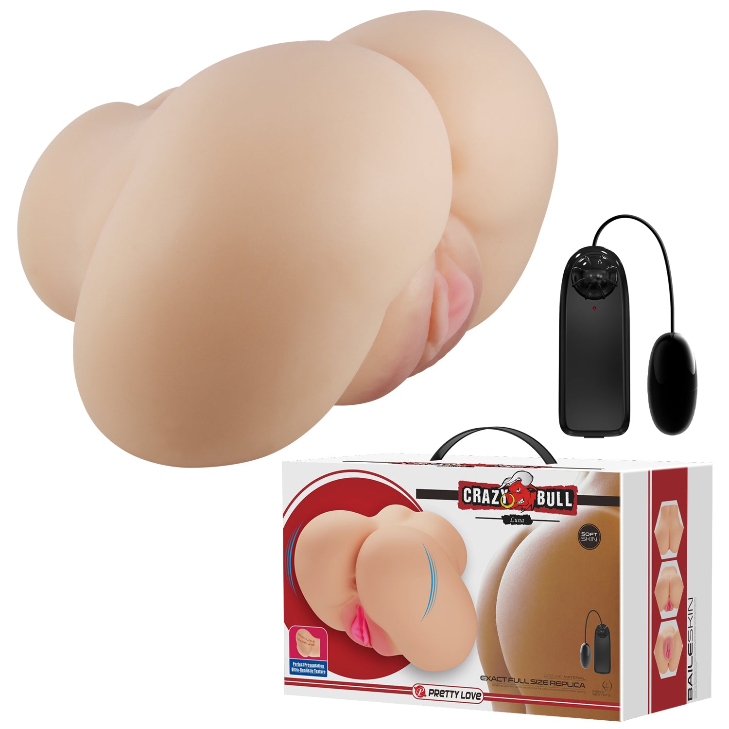 Luna Realistic Vagina and Ass Vibrating Stroker - Light | 6959532329247 | Available at EroticWarehouse.com
