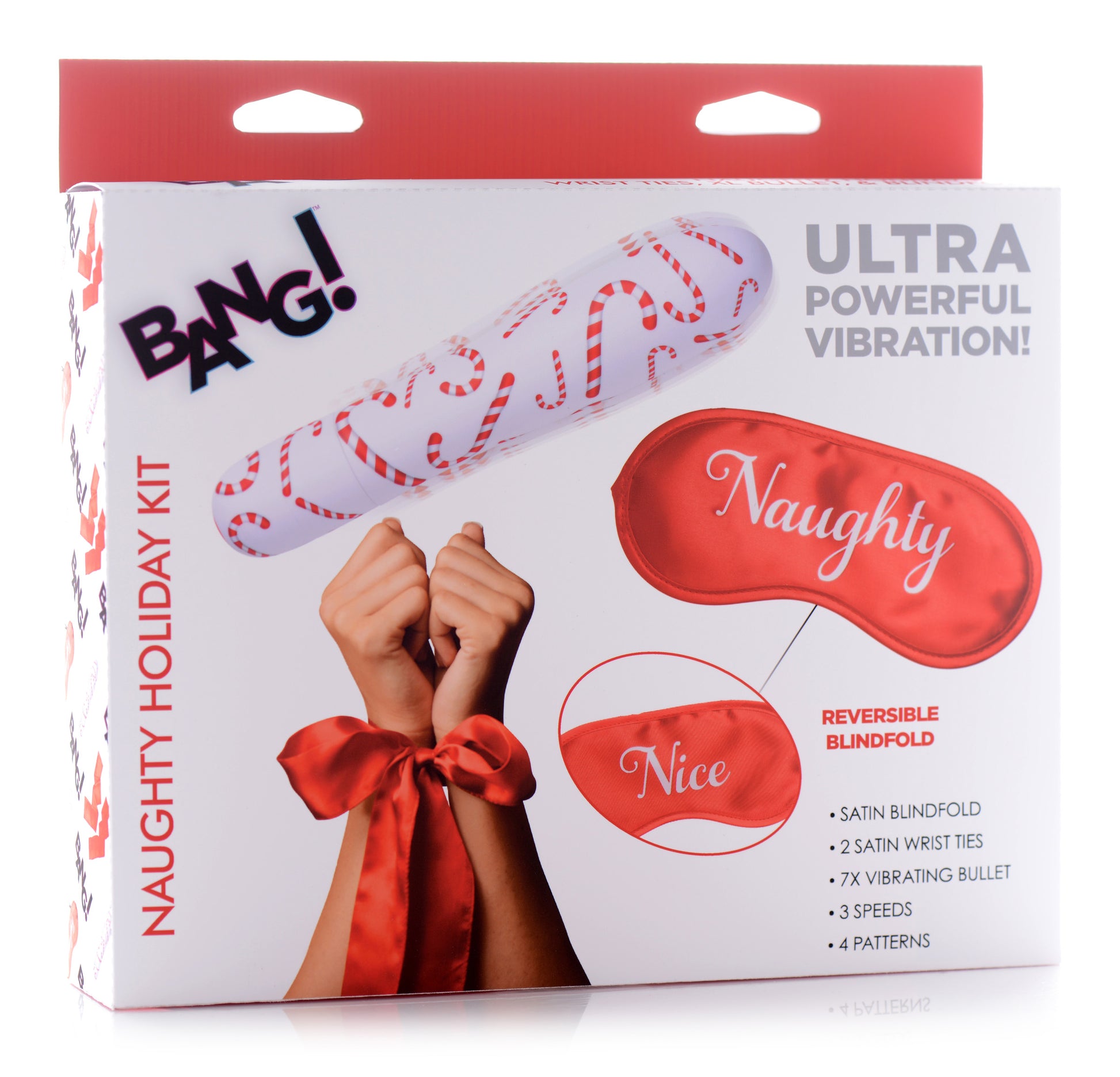 Bang - Naughty Holiday Kit - Wrist Ties XL Bullet and Blindfold | 848518039972 | Available at EroticWarehouse.com